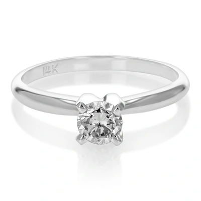 Vir Jewels 1/2 Cttw Vs2 Diamond Solitaire Engagement Ring 14k White Gold Round Prong In Silver