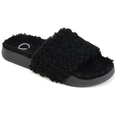 Journee Collection Women's Faux Fur Haimi Slipper In Black