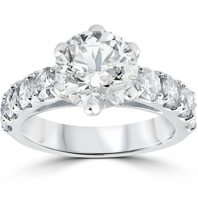 Pompeii3 4 1/2 Cttw Diamond Engagement Ring 14k White Gold Enhanced In Silver