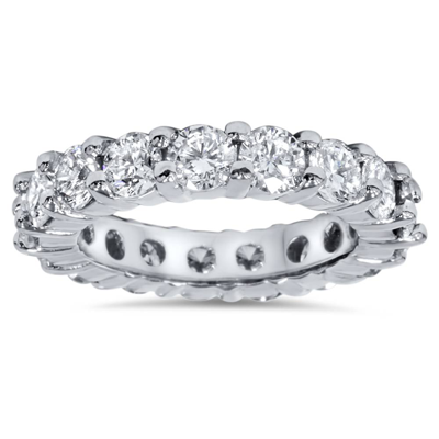 Pompeii3 4ct Diamond Eternity Wedding Ring Lab Grown Diamonds 14k White Gold In Silver