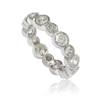 Suzy Levian Sterling Silver Cubic Zirconia Multi Circle Bezel Set Eternity Band In White