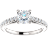 Pompeii3 1 Ct Round Diamond Engagement Ring 14k White Gold Prong Set Single Row In Silver