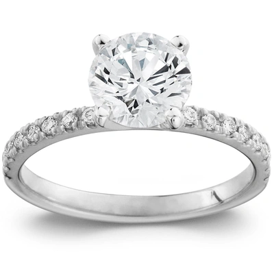 Pompeii3 2 Ct Diamond Engagement Ring Single Row Band 14k White Gold
