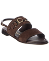 Ferragamo Chaim 10 Embellished Suede Slingback Sandals In Brown