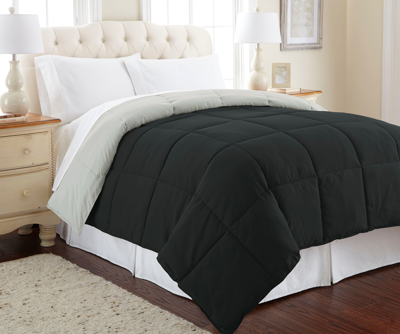 Modern Threads Down Alternative Microfiber Quilted Reversible Comforter/duvet Insert In Black