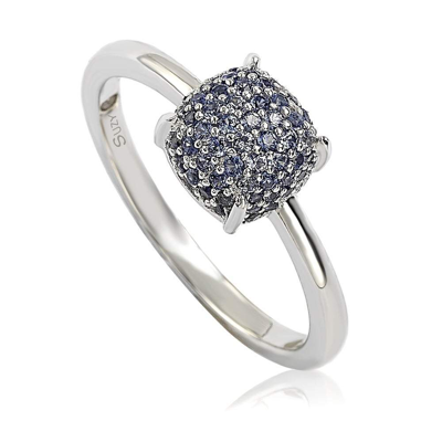 Suzy Levian Sterling Silver Sapphire & Diamond Accent Pave Ball-top Ring - Blue