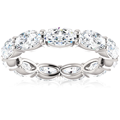 Pompeii3 G/vs 4 Ct Oval Moissanite Eternity Ring 14k White Gold In Silver