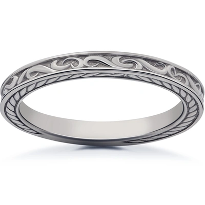 Pompeii3 Vintage Scroll Sophia Wedding Ring In Silver