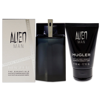 Mugler Alien Man By Thierry  For Men - 2 Pc Gift Set 3.4 oz Edt Spray, 1.7oz Hair And Body Shampoo In Black