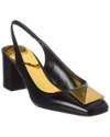 Valentino One Stud Patent Leather Slingback Pumps In Gold
