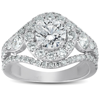 Pompeii3 2 Ct Halo Diamond Multi Row Engagement Ring 14k White Gold In Silver