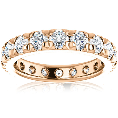 Pompeii3 2 Cttw Diamond Eternity Ring Split Prong Women's Wedding Band 14k Rose Gold