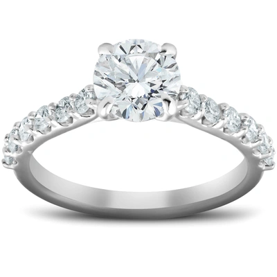 Pompeii3 2 Ct Single Row Round Diamond Engagement Ring 14k White Gold In Silver