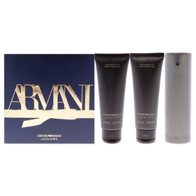 Emporio Armani For Men - 3 Pc Gift Set 1.7oz Edt Spray, 2x2.5oz Shower Gel In Blue