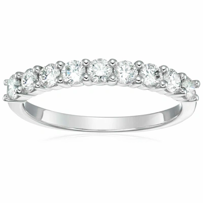 Vir Jewels 3/4 Cttw Diamond Wedding Band 14k White Or Yellow Gold 9 Stones Round Prong Set Bridal In Silver