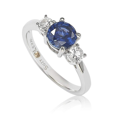 Suzy Levian Sterling Silver Sapphire & Diamond Accent Engagement Ring In Blue