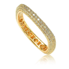Suzy Levian Golden Sterling Silver Cubic Zirconia Modern Pave Square Eternity Band In White