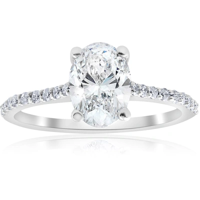 Pompeii3 1 1/10ct Oval Diamond Engagement Ring 14k White Gold Jewelry