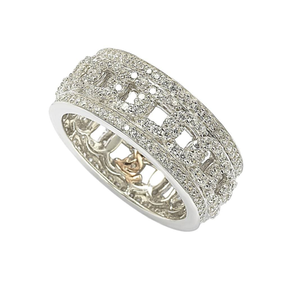 Suzy Levian Sterling Silver Cubic Zirconia Link Eternity Band Ring - White