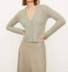Vince Crochet Wool And Cashmere Cardigan In Green