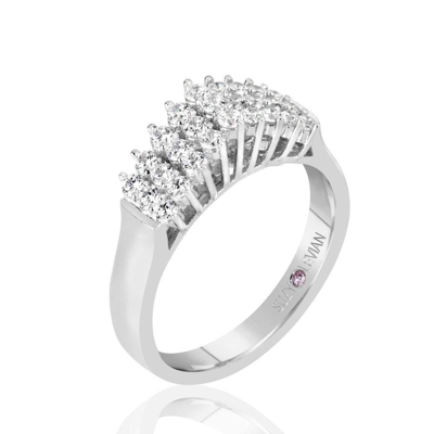 Suzy Levian Sterling Silver White Cubic Zirconia 3-row Ring