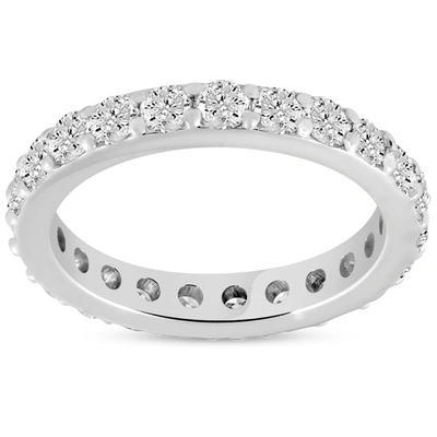 Pompeii3 1 1/2 Ct Diamond Eternity Ring 14k White Gold Common Prong Stackable Band