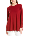 Eileen Fisher Crewneck Long Sleeve Tunic Top In Red