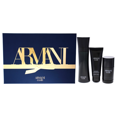 Giorgio Armani Armani Code By  For Men - 3 Pc Gift Set 4.2oz Edt Spray, 2.5oz All Over Body Shampoo, In Blue