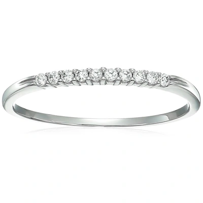 Vir Jewels 1/10 Cttw Petite Diamond Wedding Band For Women In 10k White Gold Prong Set, Size 4.5-10