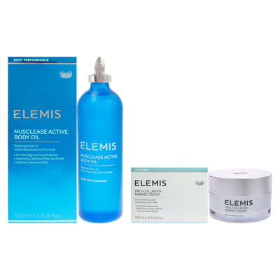 Elemis Musclease Active Body Oil And Pro-collagen Marine Cream Kit By  For Unisex - 2 Pc Kit 3.4oz Bo In Blue
