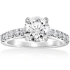 Pompeii3 1 1/2 Ct Diamond Solitaire With Accents Round Engagement Ring 14k White Gold In Silver