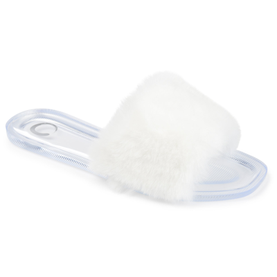 Journee Collection Collection Women's Faux Fur Dusk Slide In White