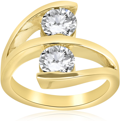 Pompeii3 2 Ct Diamond Enhanced Two Stone Forever Us Engagement Ring 14k Yellow Gold In Multi