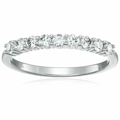 Vir Jewels 1/2 Cttw Diamond Wedding Band 14k White Gold 9 Stones Prong Set Round In Silver