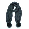 PORTOLANO CASHMERE SCARF WITH FOX FUR POMS AND CRYSTALS