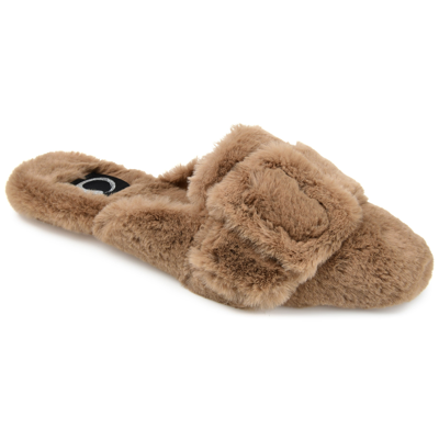 Journee Collection Collection Women's Faux Fur Eara Slipper In Brown
