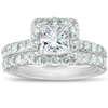 Pompeii3 2 1/2 Ct Halo Princess Cut Diamond Engagement Wedding Ring Set 14k White Gold In Silver