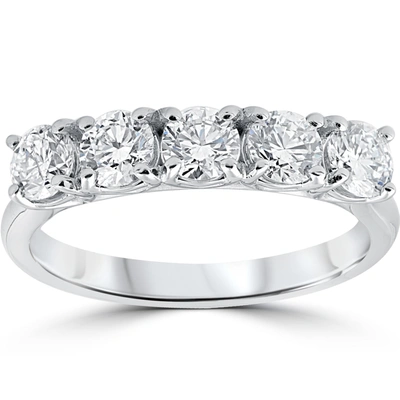 Pompeii3 1 1/4 Ct 5-stone Diamond Trellis Anniversary Ring 14k White Gold In Silver