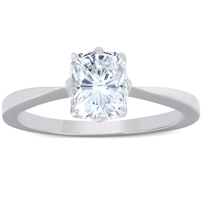 Pompeii3 1 Ct Cushion Diamond Solitaire Engagement Ring 14k White Gold In Silver