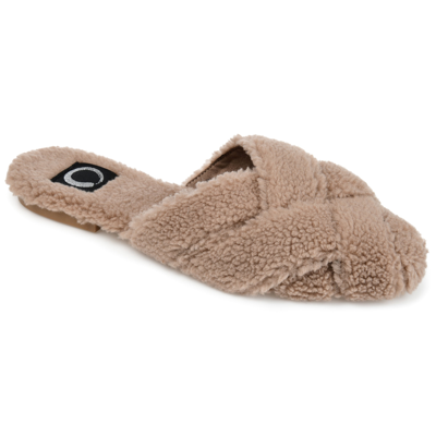 Journee Collection Women's Faux Fur Sereena Slipper In Beige