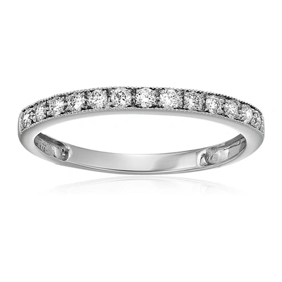 Vir Jewels 1/5 Cttw Diamond Wedding Band For Women, Milgrain Round Diamond Wedding Band In 14k White Gold Prong