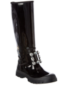 Roger Vivier Walky Viv Crystal-embellished Patent-leather Knee Boots In Black