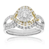 VIR JEWELS 1 CTTW DIAMOND WEDDING ENGAGEMENT RING SET 14K WHITE YELLOW GOLD HALO BRIDAL