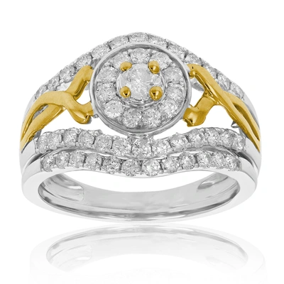 Vir Jewels 7/8 Cttw Diamond Wedding Engagement Ring Set 14k White Yellow Gold Halo