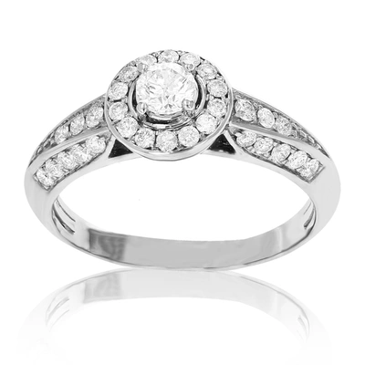 Vir Jewels 3/4 Cttw Diamond Wedding Engagement Ring 14k White Gold Halo Prong Set Bridal In Silver