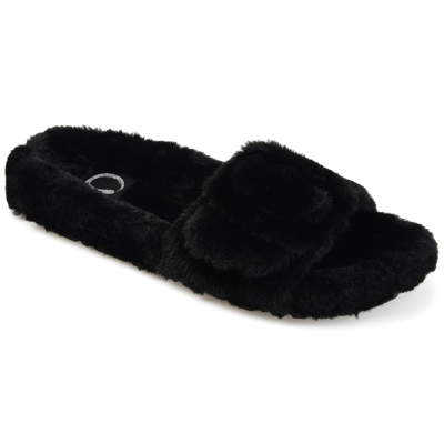 Journee Collection Collection Women's Faux Fur Shadow Slipper In Black