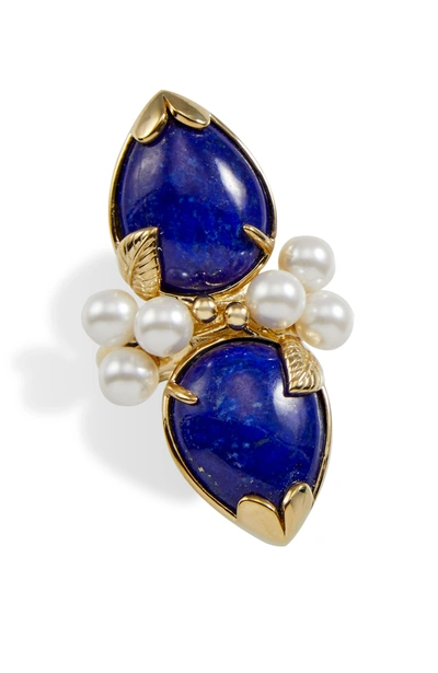 Savvy Cie Jewels 18k Gold Vermeil Cluster Ring In Blue