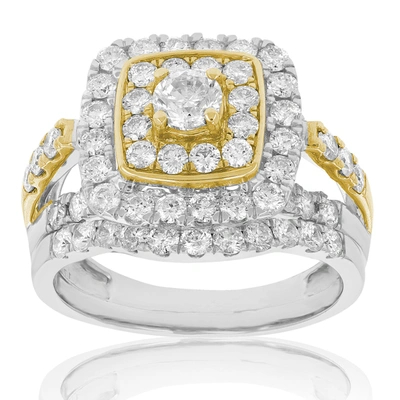 Vir Jewels 1 7/8 Cttw Diamond Wedding Engagement Ring Bridal Set 14k Two Tone Gold In Yellow
