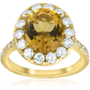 Pompeii3 4 1/2 Cttw Oval Citrine Diamond Halo Vintage Ring Engagement 14k Yellow Gold In Yellow