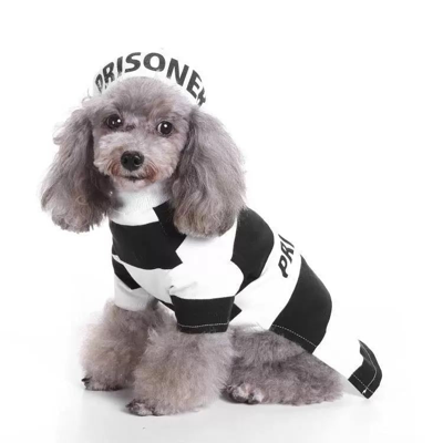 Pet Life Striped Retro Inmate Prisoner Pet Dog Costume Uniform In Black